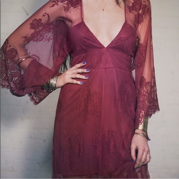 Jen’s Pirate Booty X Free People Magenta lace ethereal maxi dress - Picture 3 of 14